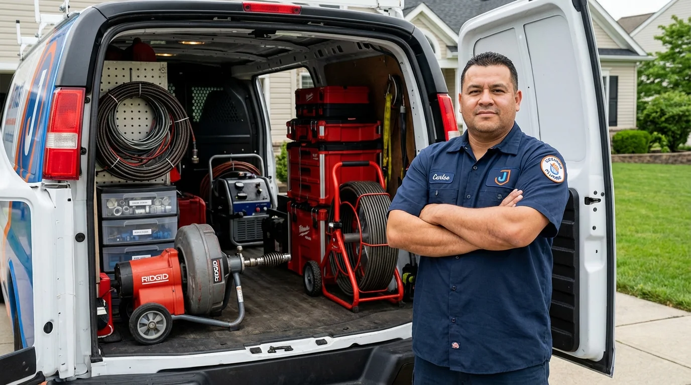 Professional drain cleaning equipment and Johns Plumbing LLC plumber in Syracuse